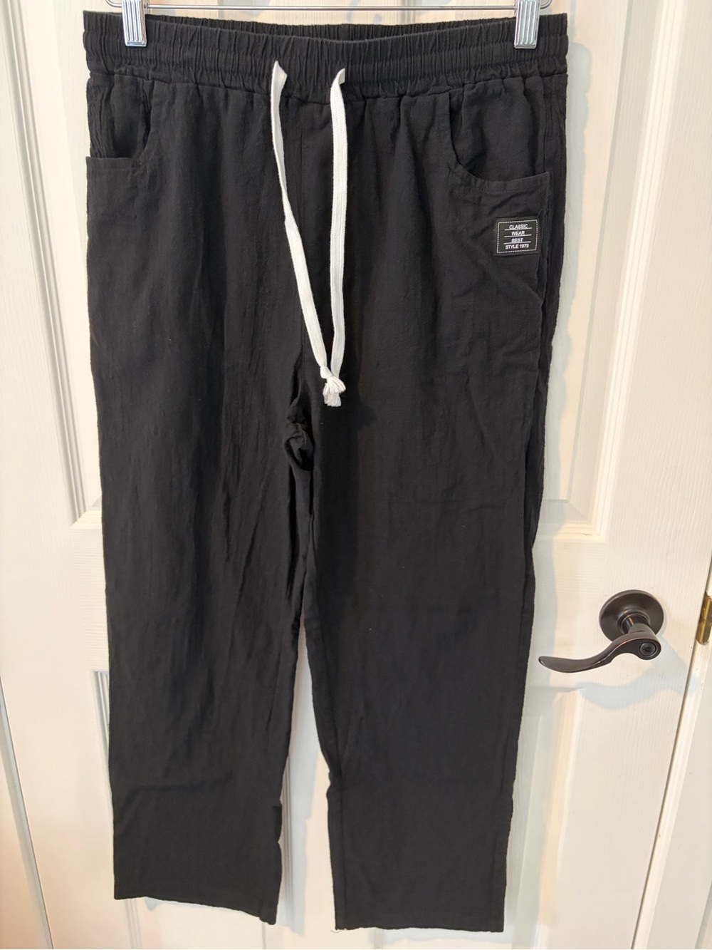 Men's Black Drawstring Casual Pants